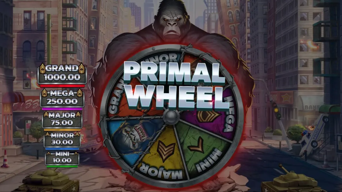 Primal Rampage slot game featuring a giant ape in a jungle setting